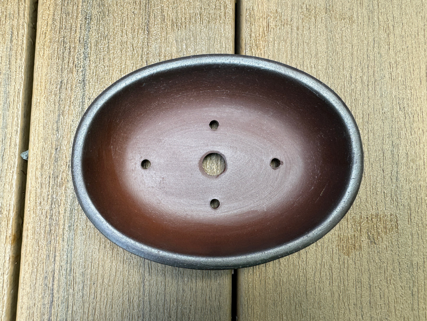 Gradient Finish Unglazed Shallow Oval Pot