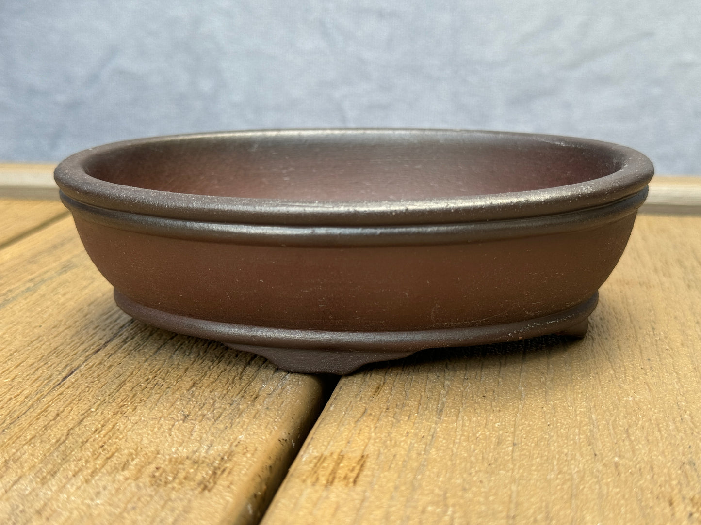 Gradient Finish Unglazed Shallow Oval Pot