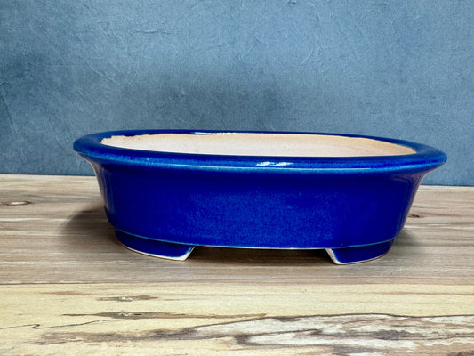 Shallow Deep Blue Oval Pot