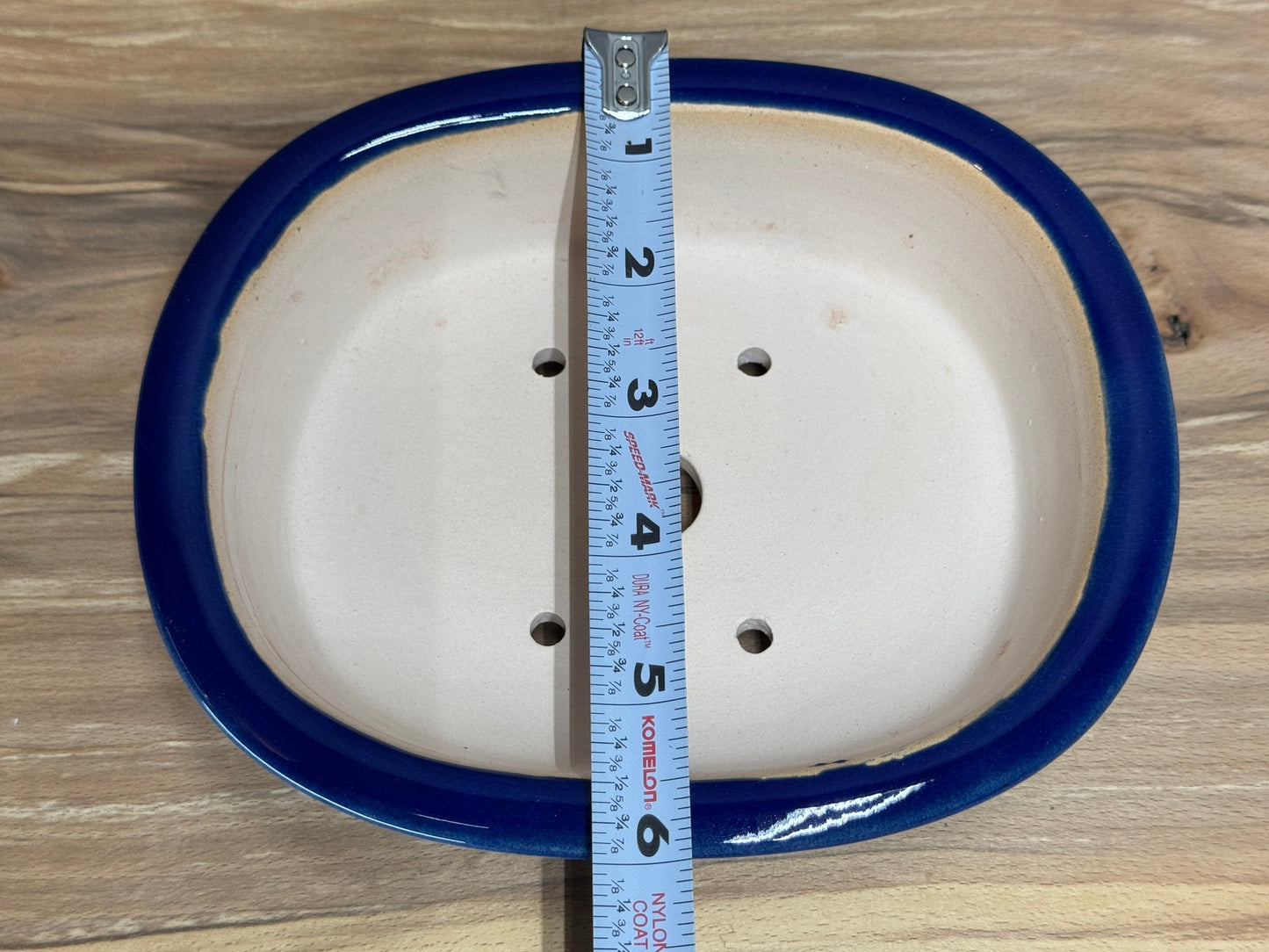 Shallow Deep Blue Oval Pot