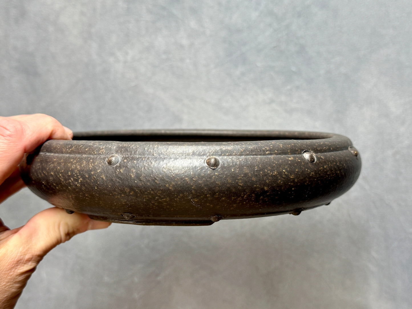 Shallow Riveted Round Pot