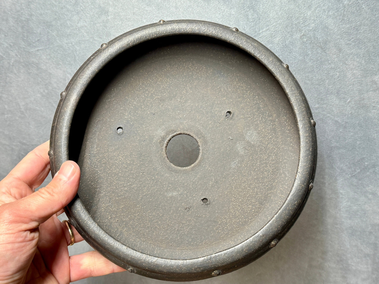 Shallow Riveted Round Pot