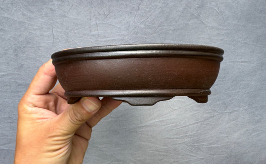 Gradient Finish Unglazed Shallow Oval Pot