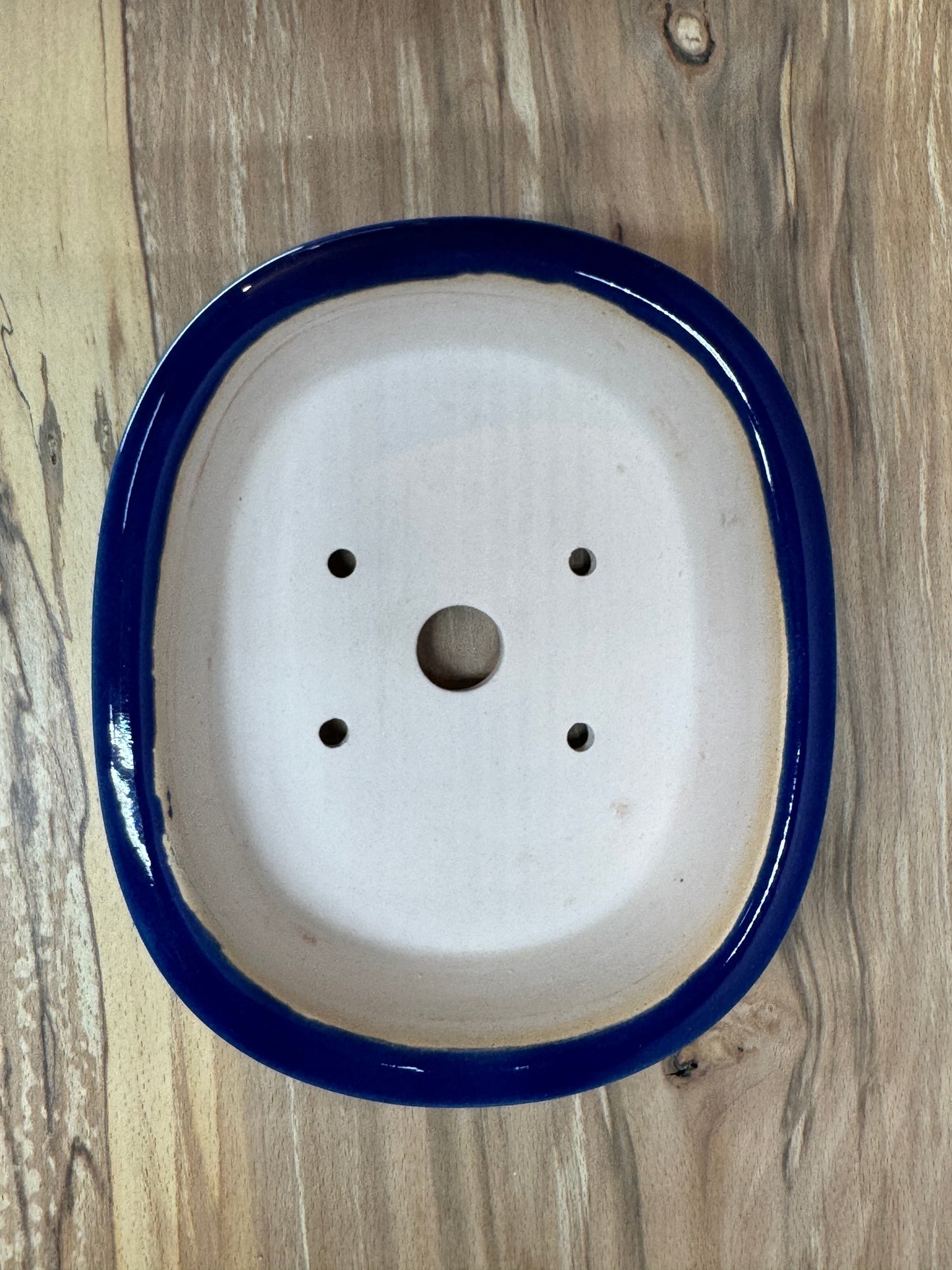 Shallow Deep Blue Oval Pot