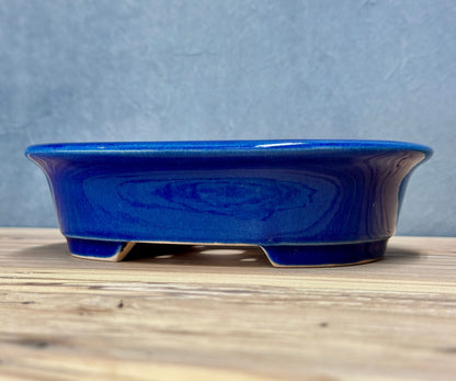 Shallow Deep Blue Oval Pot