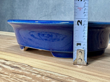 Shallow Deep Blue Oval Pot
