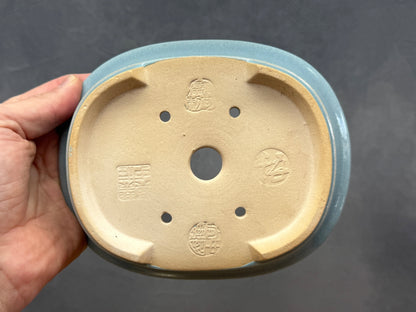 Deep Blue/Light Blue Oval Pot